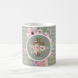 Caneca De Café Padrão - Sábio Floral Personalizado Verde