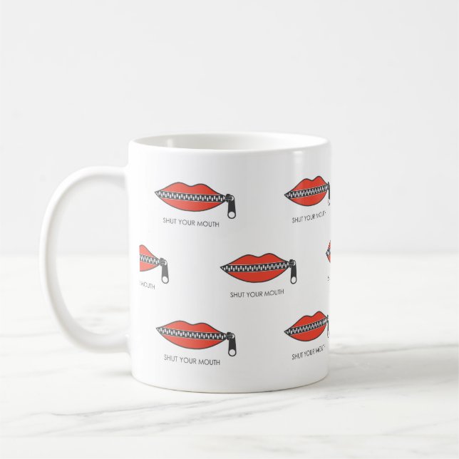 Caneca De Café Padrão sem costura com a boca da mulher com o fech (Esquerda)
