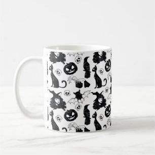 Caneca De Café Padrão sem costura com a mão bonitinha desenhada