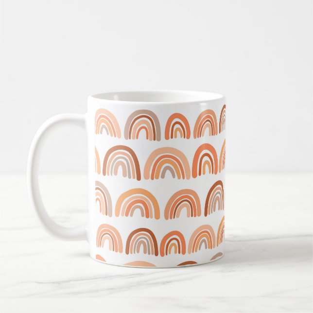 Caneca De Café Padrão sem costura com arco-íris. Textura desenhad (Esquerda)