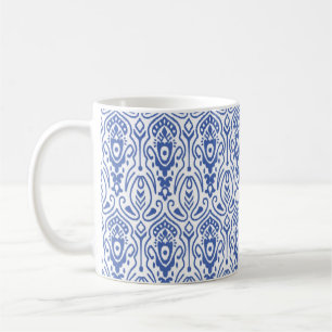 Caneca De Café Padrão sem costura com bordado. Tecido Ikat. Eth