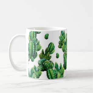 Caneca De Café Padrão sem costura com cactos aquarela. Cactus il