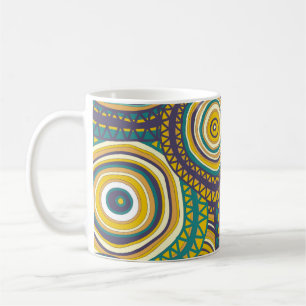 Caneca De Café Padrão sem costura com círculo ornamental desenhad
