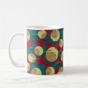 Caneca De Café Padrão sem costura com círculos e linhas.