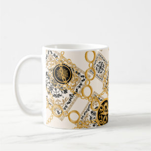 Caneca De Café Padrão sem costura com correntes de ouro de pedra