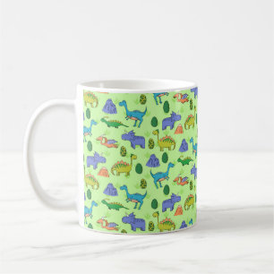 Caneca De Café Padrão sem costura com diferentes dinossauros fofi
