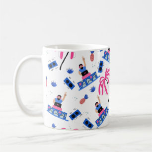 Caneca De Café Padrão sem costura com dj palmeiras pineapp alegr
