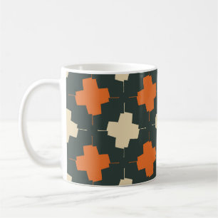Caneca De Café Padrão sem costura com elementos geométricos brilh