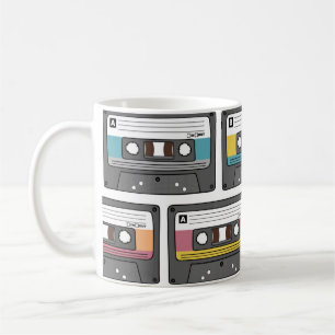 Caneca De Café Padrão sem costura com fitas cassetes retrorrefle