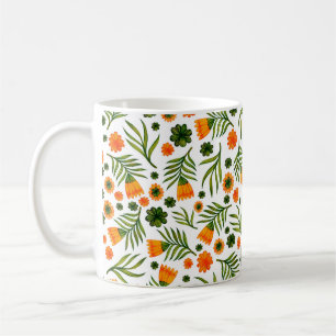 Caneca De Café Padrão sem costura com flores de arte folclórica