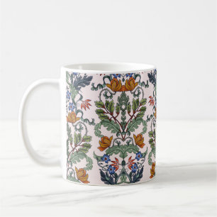 Caneca De Café Padrão sem costura com flores no estilo de deco d