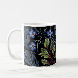 Caneca De Café Padrão sem costura com flores no estilo de deco de