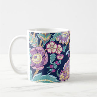 Caneca De Café Padrão sem costura com flores ornamentais estiliza