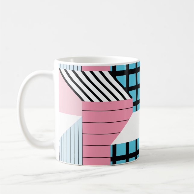 Caneca De Café Padrão sem costura com formas geométricas de abstr (Esquerda)