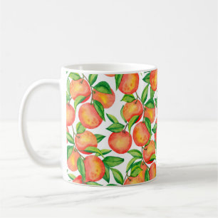 Caneca De Café Padrão sem costura com fruta de tangerina e