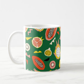 Caneca De Café Padrão sem costura com frutas tropicais