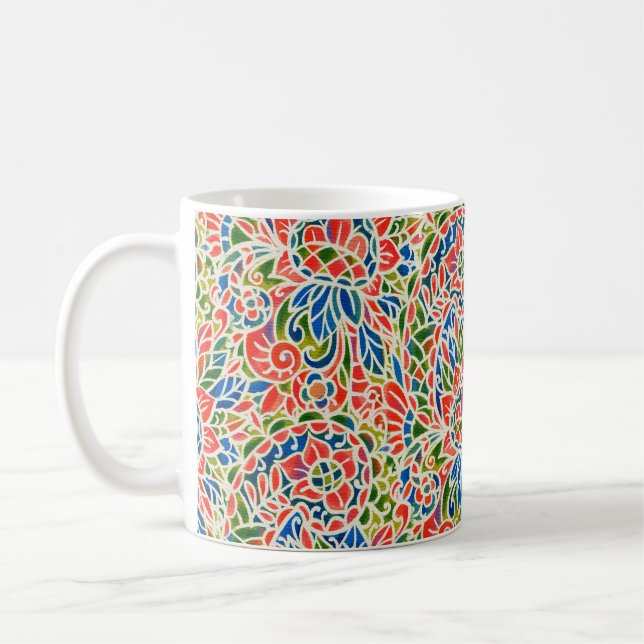 Caneca De Café Padrão sem costura com impressão de Paisley multic (Esquerda)