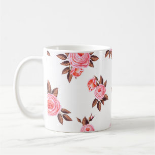 Caneca De Café Padrão sem costura com inglês rosesbelto, preto