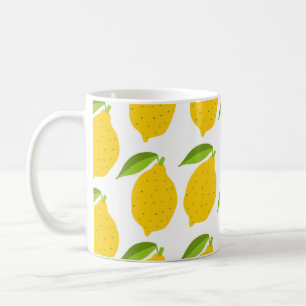 Caneca De Café Padrão sem costura com limão fresco amarelo