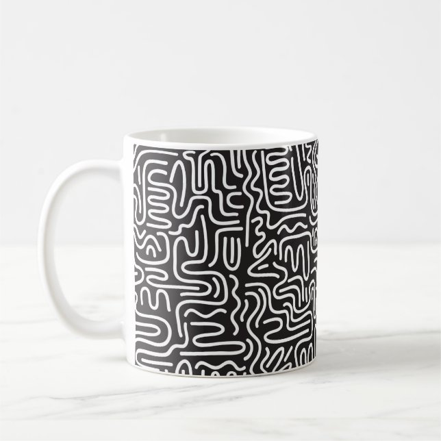 Caneca De Café Padrão sem costura com linhas onduladas de rabisco (Esquerda)