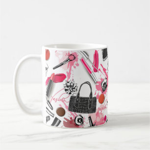 Caneca De Café Padrão sem costura com maquiagem pintada