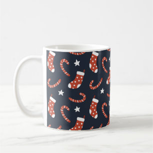 Caneca De Café Padrão sem costura com meias de natal, canas doce