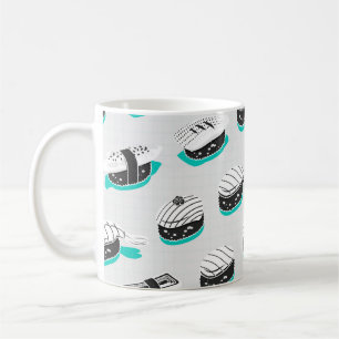 Caneca De Café Padrão sem costura com nigiri sushi