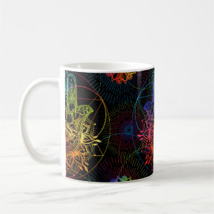 Caneca De Café Padrão sem costura com presunto desenhado à mão