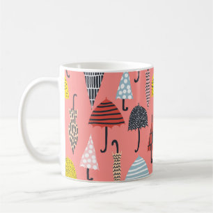 Caneca De Café Padrão sem costura com um guarda-chuva colorido d