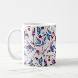 Caneca De Café Padrão sem costura de aquarela desenhada à mão