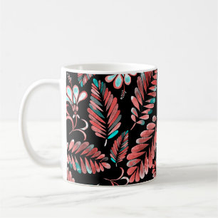 Caneca De Café Padrão sem costura de aquarelas com fundo de flore
