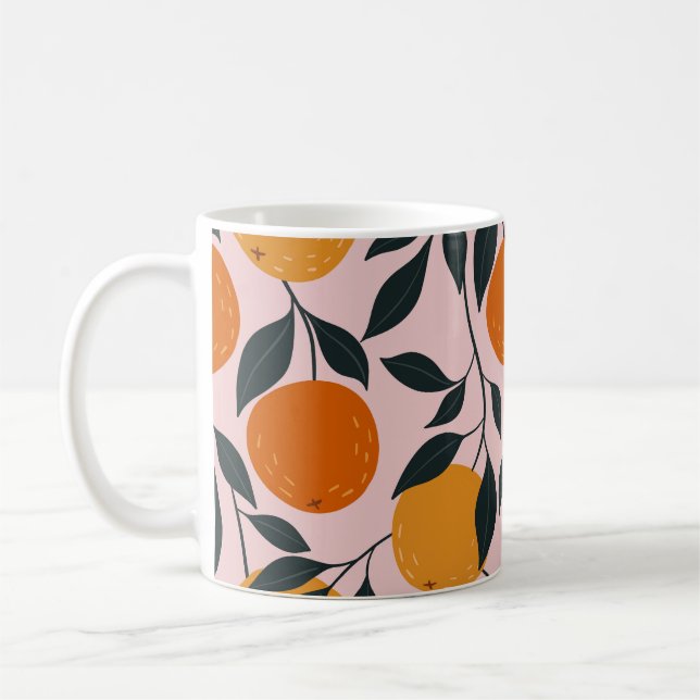 Caneca De Café Padrão Sem Costura De Citros De Laranja Vibrante (Esquerda)