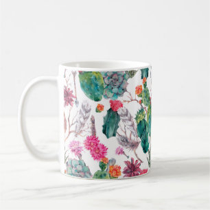 Caneca De Café Padrão sem costura de cor d'água de vintagem nat