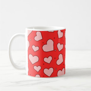 Caneca De Café Padrão Sem Costura de Corações