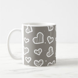 Caneca De Café Padrão Sem Costura de Corações Artísticos - Fundo 