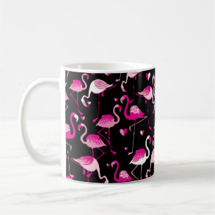 Caneca De Café Padrão sem costura de flamingos cor-de-rosa em um