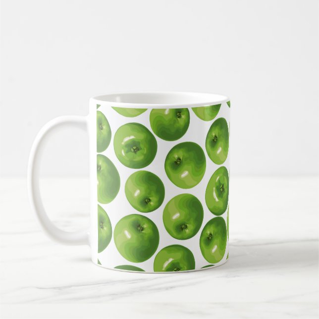 Caneca De Café Padrão sem costura de maçã verde (Esquerda)