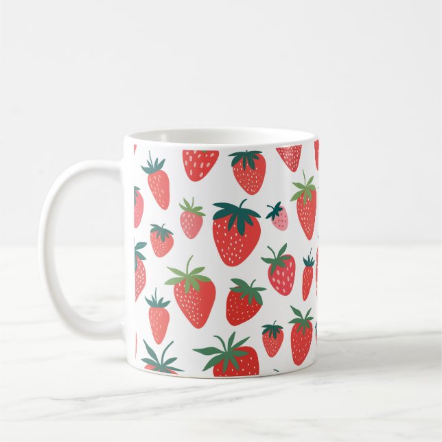 Caneca De Café Padrão sem costura de morango (Esquerda)
