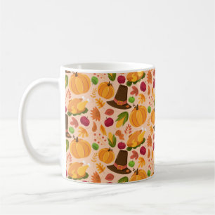 Caneca De Café Padrão sem costura de outono, textura fofa de des