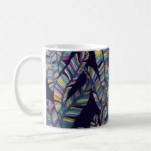 Caneca De Café Padrão sem costura de palmeiras tropicais