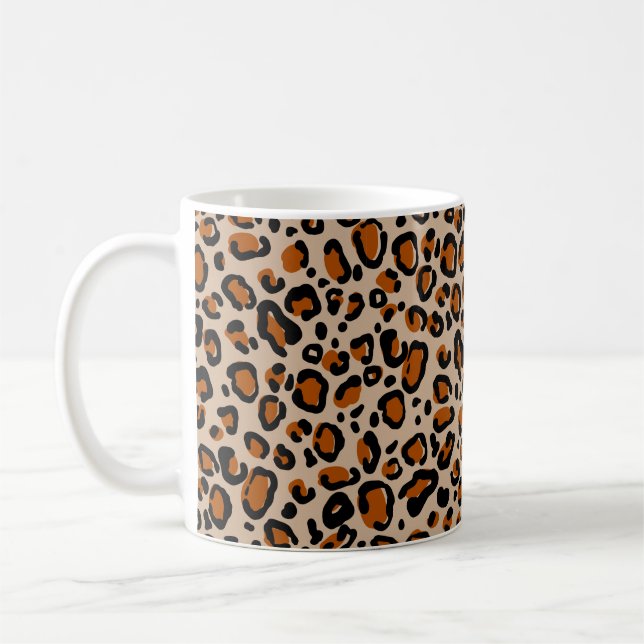 Caneca De Café Padrão sem costura de peles de leopardo (Esquerda)