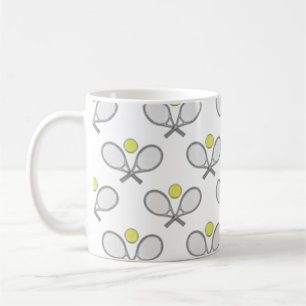Caneca De Café Padrão Sem Costura de Tênis - Raquete e Bola em Br