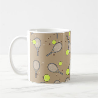 Caneca De Café Padrão Sem Costura de Tênis - Raquete e Bola em Ma