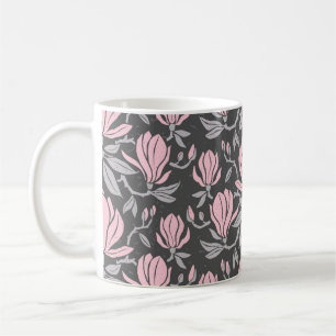 Caneca De Café Padrão sem costura desenhado à mão com flores de m