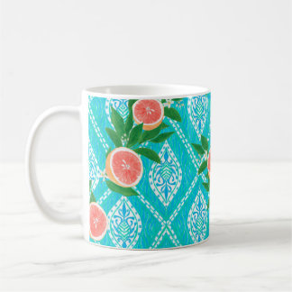 Caneca De Café Padrão sem costura desenhado à mão com folhas de t