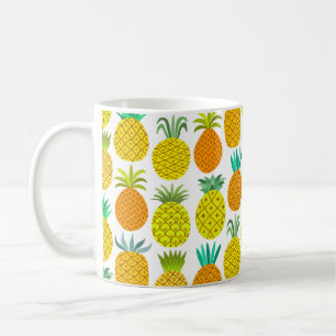 Caneca De Café padrão sem costura do abacaxi de vintage isolado 
