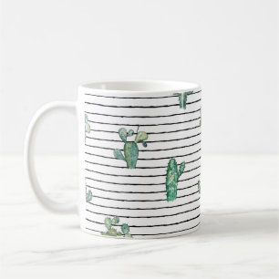 Caneca De Café Padrão sem costura do cacto do cacto de Aquarela