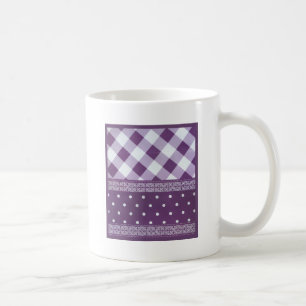 Caneca De Café Padrão sem costura do Damasco roxo com verificação