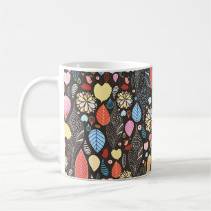 Caneca De Café Padrão sem costura do outono com folhas coloridas