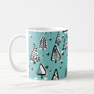 Caneca De Café Padrão sem costura escandinavo da árvore de Nata
